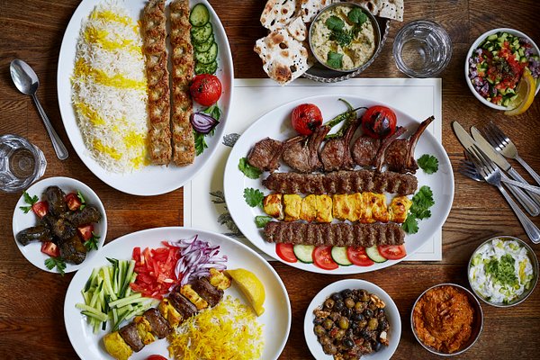 Interior of a highly-rated Persian restaurant in Los Angeles.